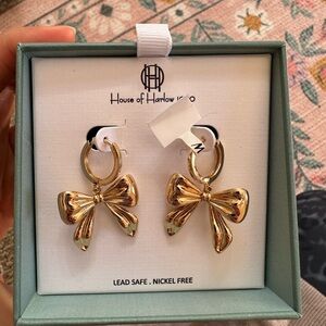 House of Harlow 1960 Gold Bow Hoop Earrings